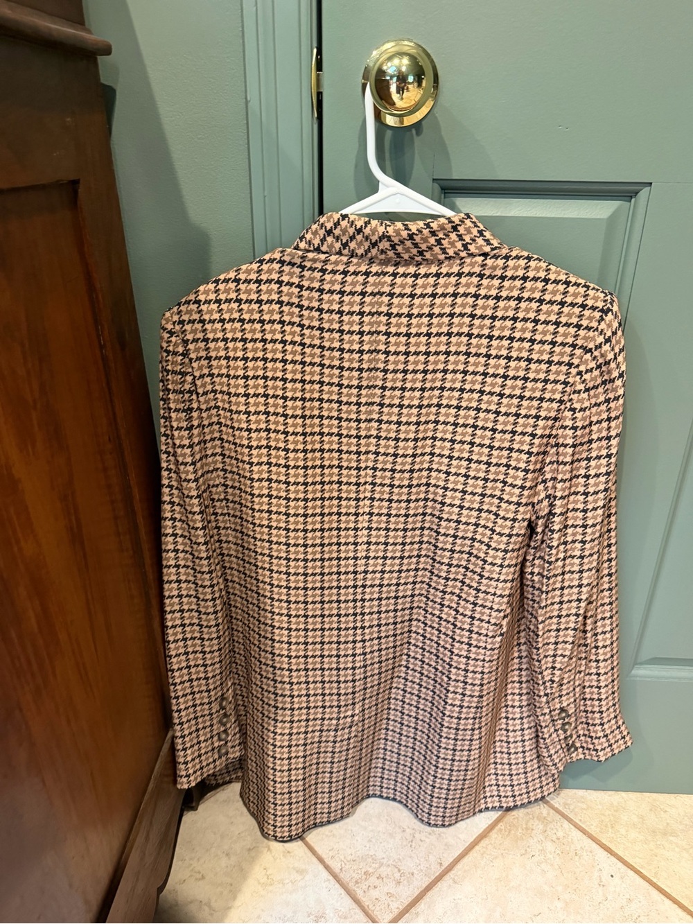 NWOT L’AGENCE Jayda Houndstooth Blazer Jacket - Brown Check - Picture 4 of 5